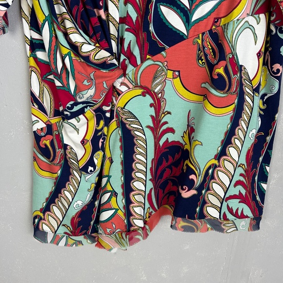 Chicos size 3 /XL touch of cool abstract draped tunic top colorful short sleeve - Picture 5 of 14